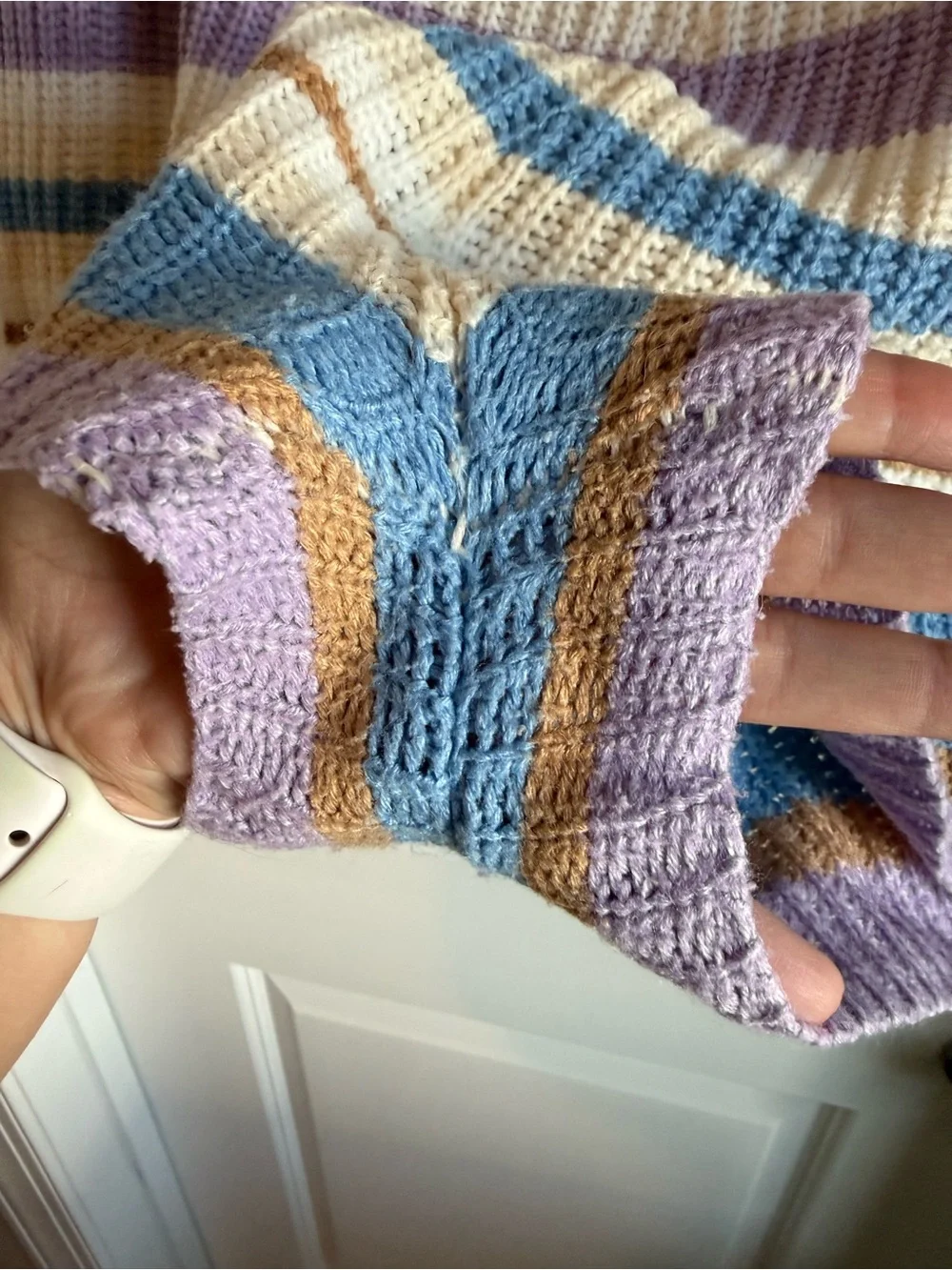 Fashion Nova High-Waist Knit Stripe Shorts in Cream, Lavender & Blue